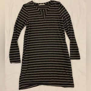 Le Lis Dark Grey and White Striped Sweater Dress. Size M.